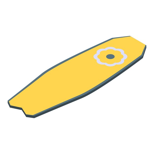벡터 노란색 스포츠 서핑 보드 아이콘 흰색 배경에 고립 된 웹 디자인을 위한 노란색 스포츠 서핑 보드 벡터 아이콘의 아이소메트릭
