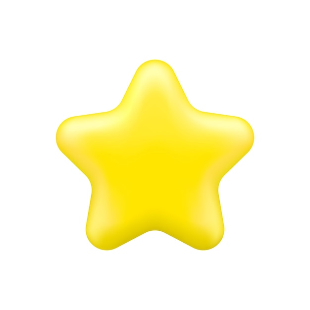 Yellow star in 3d cartoon minimal style Vector illustration