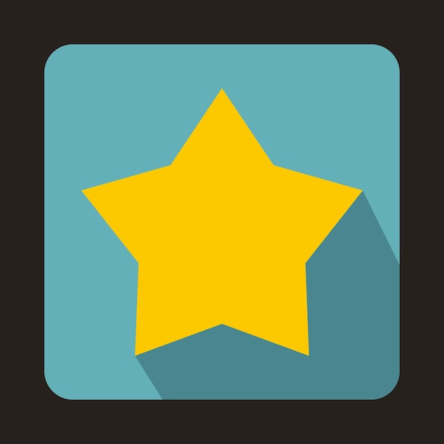 Yellow star icon in flat style on a baby blue background
