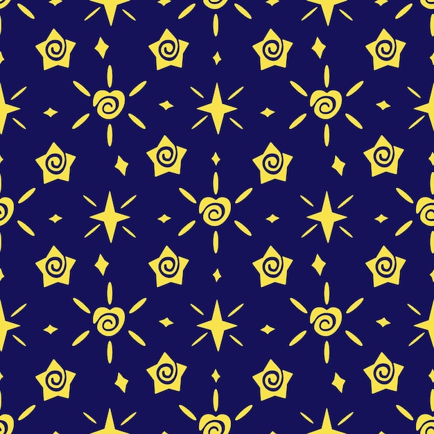 yellow star pattern on a blue background