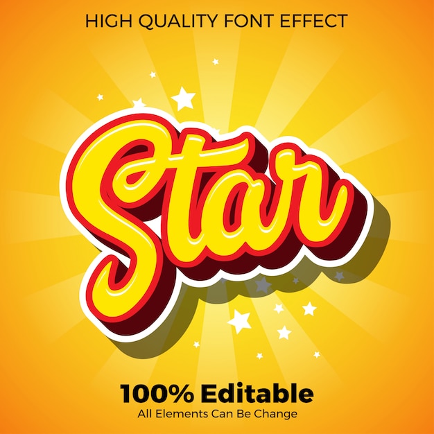 yellow star text style editable font effect