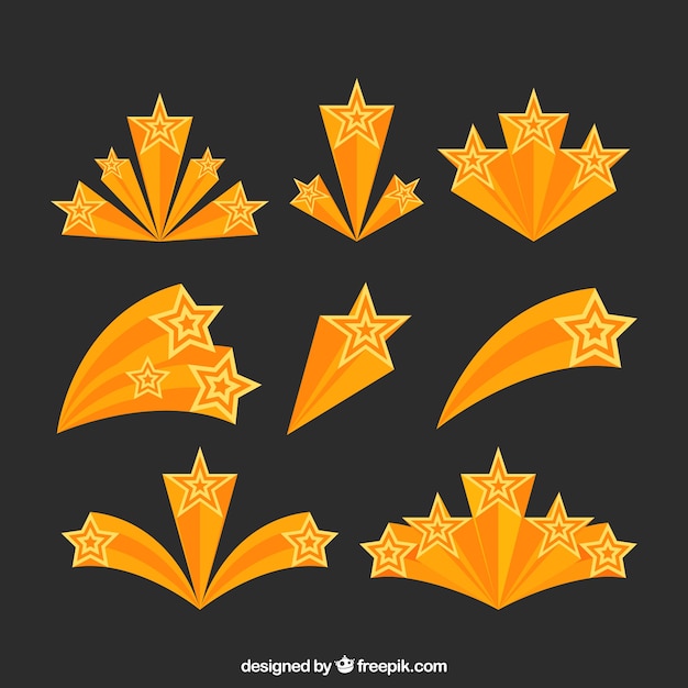 Vector yellow star trail collection