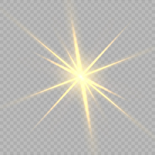 Yellow stars, light, lens flare, glitter, sun flash.