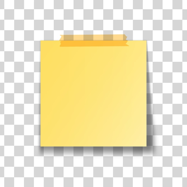 Yellow stick note isolated on transparent background.