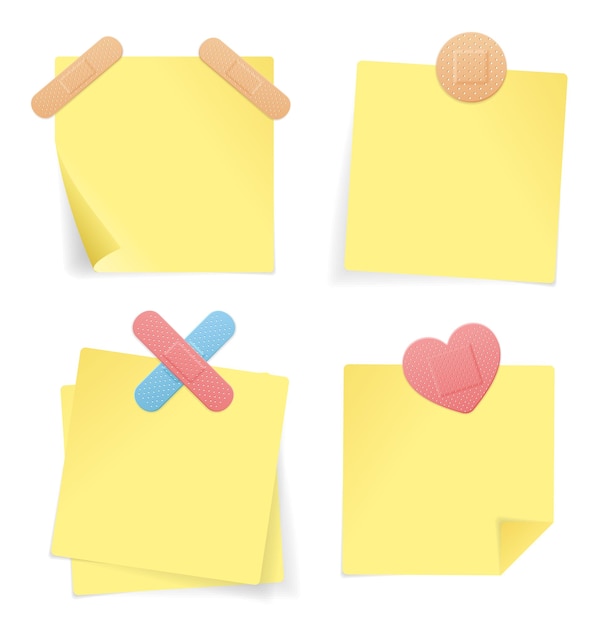 Yellow stick note paper set vector