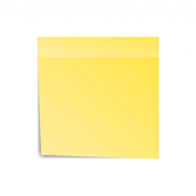 Yellow sticker paper note for notice. Sticky page. Blank with shadow isolated on white background. Vector illustration