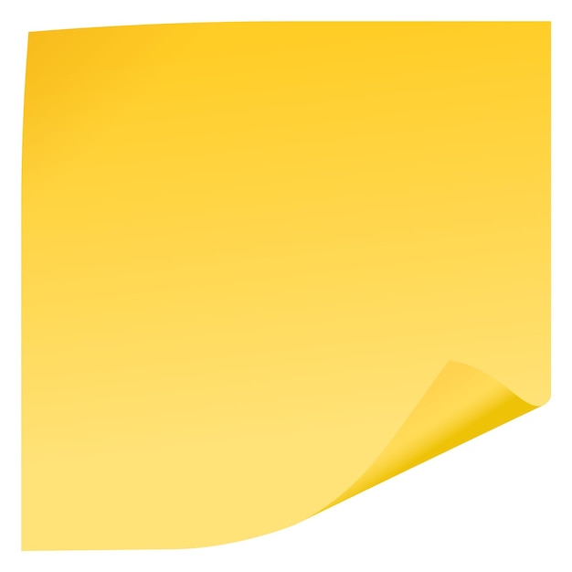 yellow sticky note template with realistic curled corner