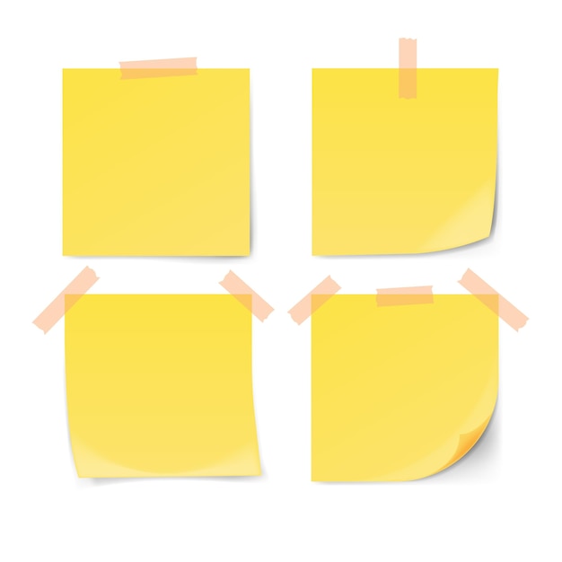 Yellow sticky note with adhesive tape isolated on white background