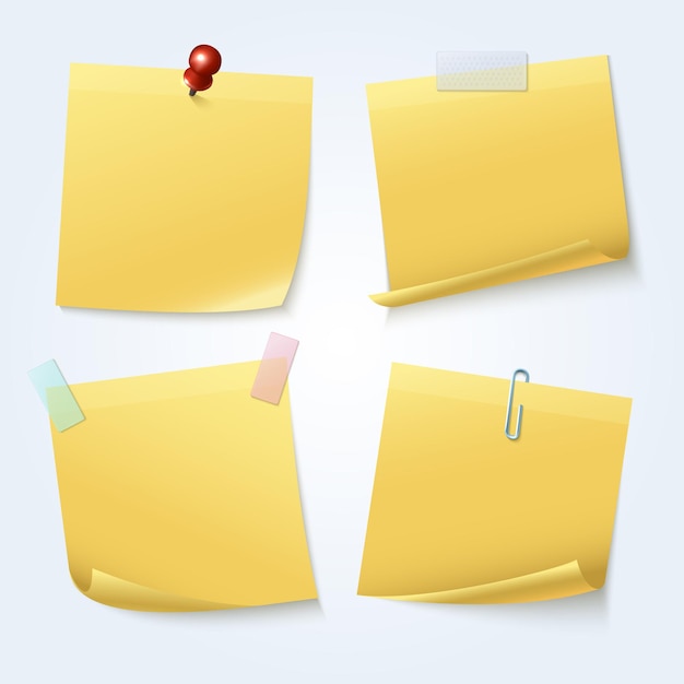 Yellow sticky notes isolated