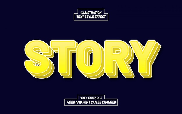 Vector yellow story pile up text style effect
