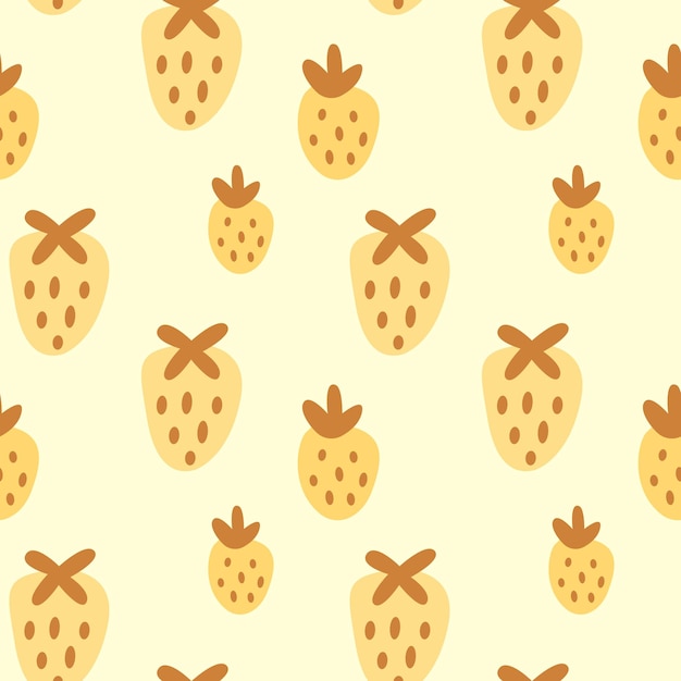 Yellow strawberries seamless pattern in painted style for background banner textiles wrapping paper stickers