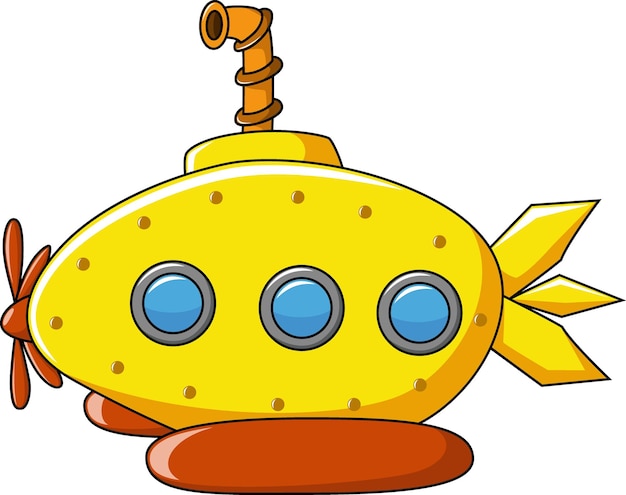 Yellow submarine on white background