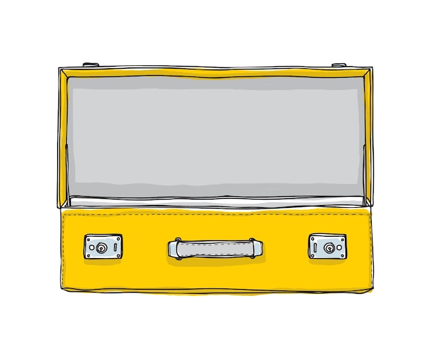 Yellow Suitcase vintage hand drawn cute vector