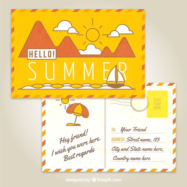 Yellow summer postcard