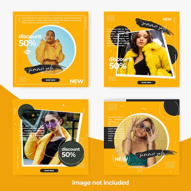 Vector yellow summer sale social media post template