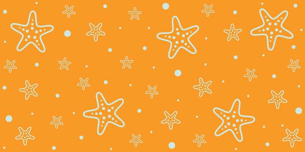 Yellow summer seamless starfish background