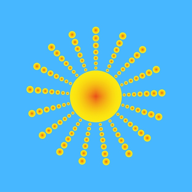 Yellow sun blue background. Vector illustration.