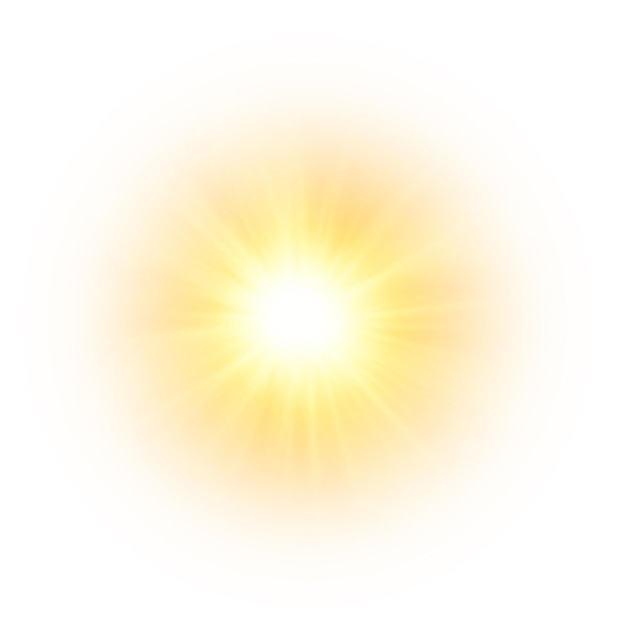 Vector the yellow sun a flash a soft glow without departing rays star flashed with sparkles