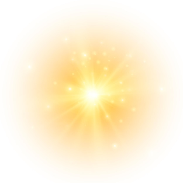 The yellow sun a flash a soft glow without departing rays star flashed with sparkles