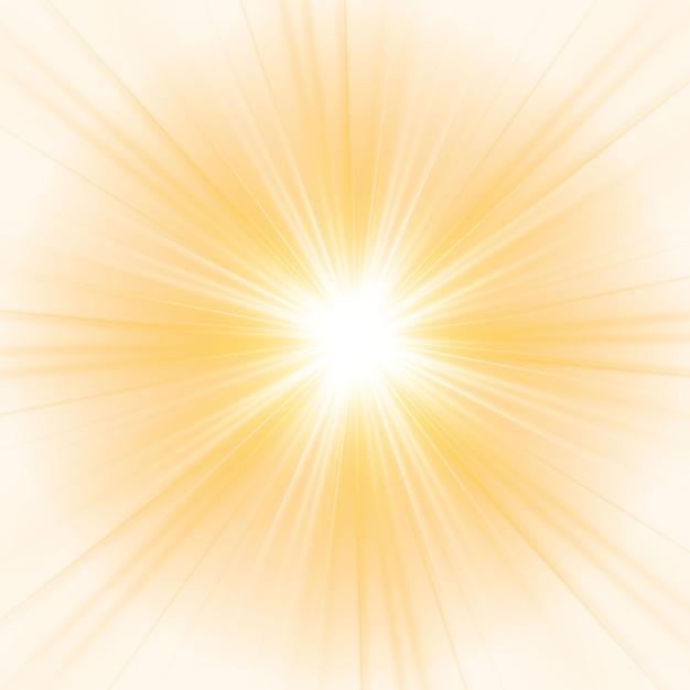 Vector yellow sun a flash a soft glow without departing rays