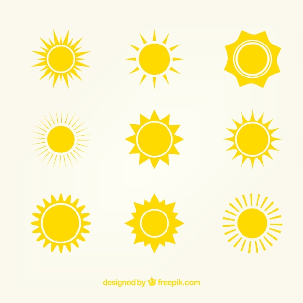 Vettore yellow sun icons