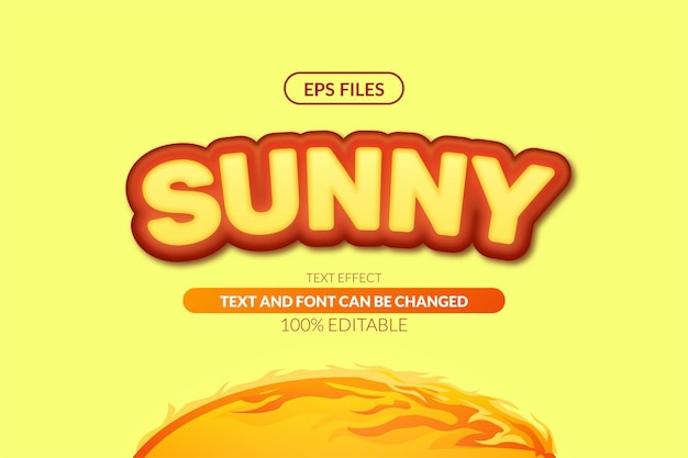 Yellow sun sunny editable text effect eps vector file kid playful fun happy