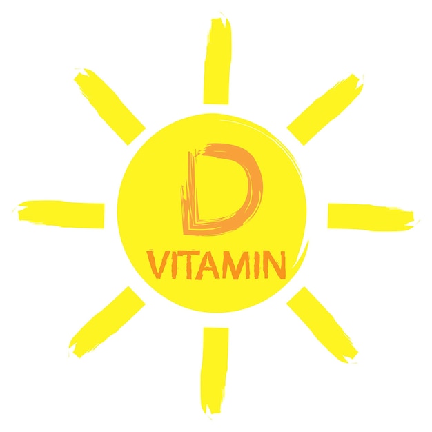 Yellow sun vitamin d on white background Health care Medical treatment Vector illustration Stock image