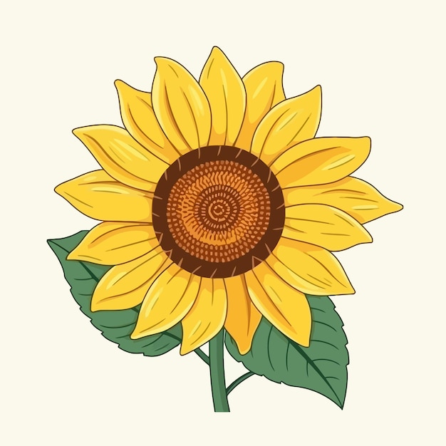 Vettore fiore giallo girasole su sfondo bianco elemento di design icona vettoriale