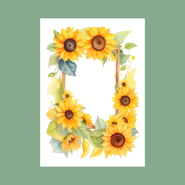 Vector yellow sunflower frame