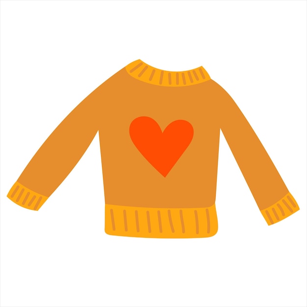 Yellow sweater with heart isolated vector