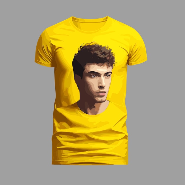 Vector a yellow t shirt with a man's face design