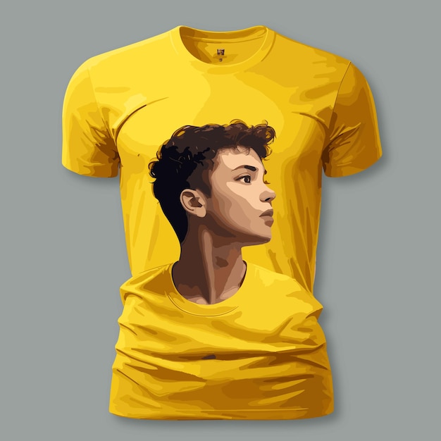 Vector a yellow t shirt with a man's face