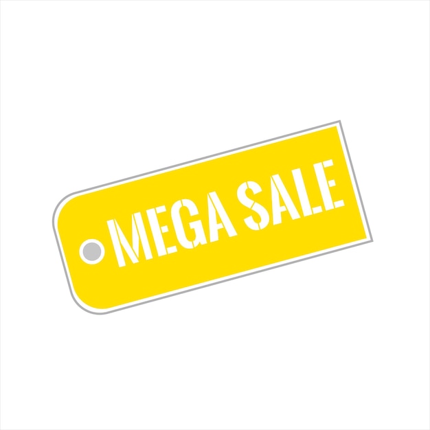 Желтый тег на белом фоне с надписью Mega sale Векторная иллюстрация