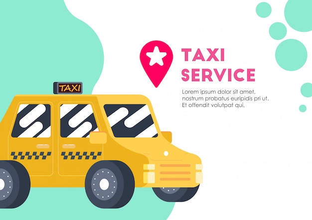 Vettore di trasporto di servizio auto taxi giallo
