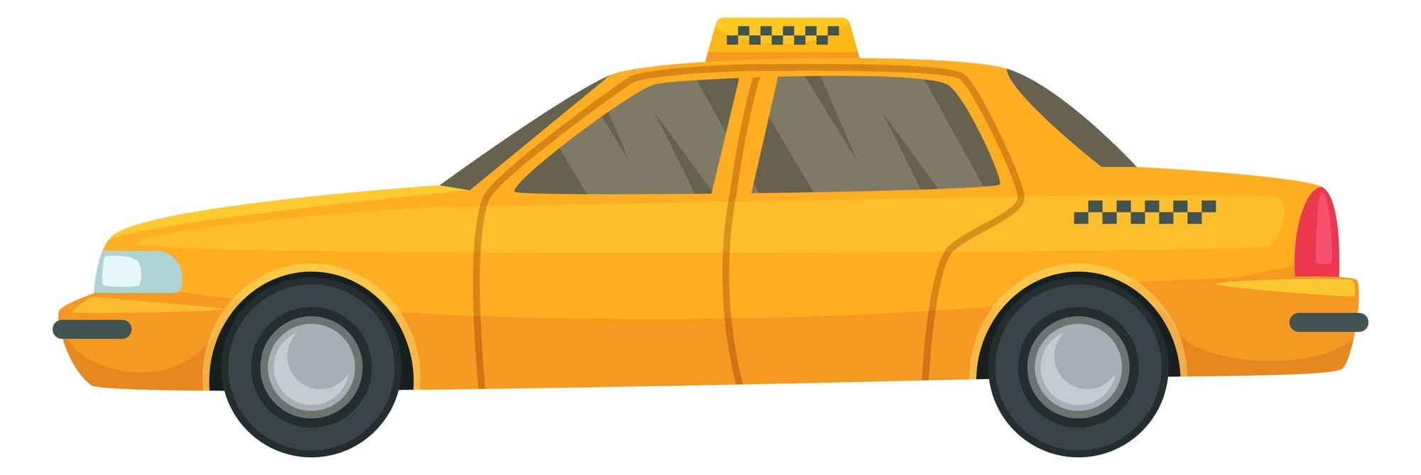 Premium Vector | Yellow taxi car side view cartoon icon Premium Vector | Yellow taxi car side view cartoon icon