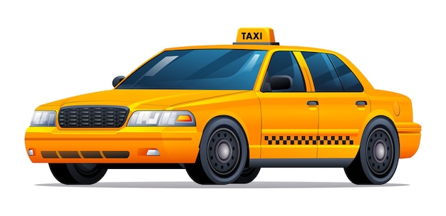 Illustrazione vettoriale di taxi giallo isolato su sfondo bianco