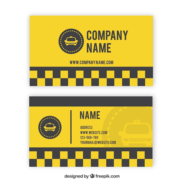 Yellow taxi card with squares