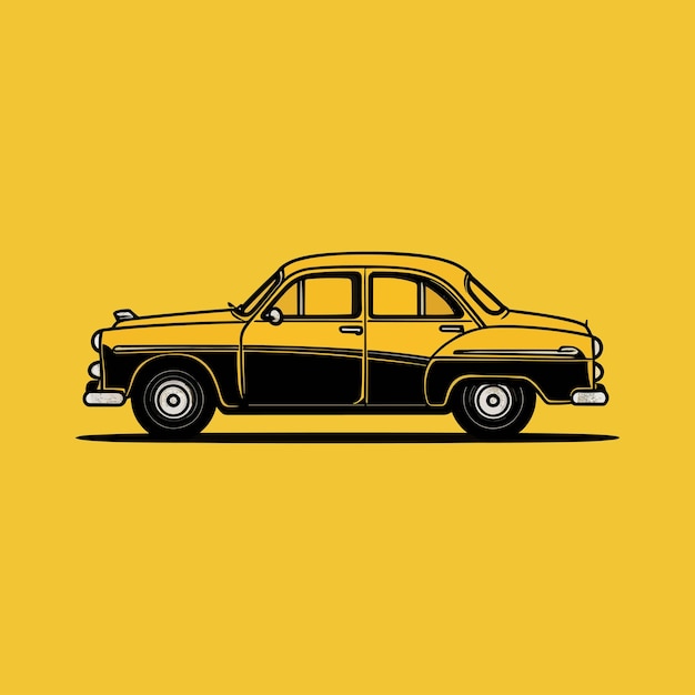 黄色のタクシーイラストベクトル