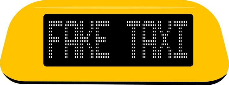 Vector yellow taxi roof signs and the inscription 'fake taxi'
