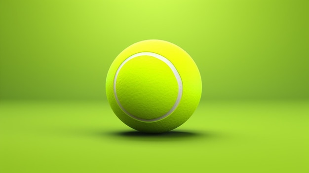Vector a yellow tennis ball on a green background with a white line
