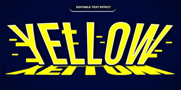 노란색 텍스트 효과, 편집 가능한 노란색 그림자 텍스트 현대 및 결함 글꼴 스타일