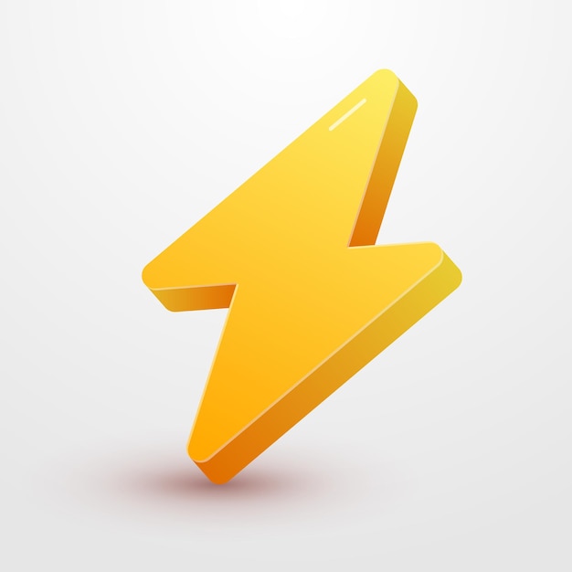 Yellow thunder bolt 3d cute vector icon