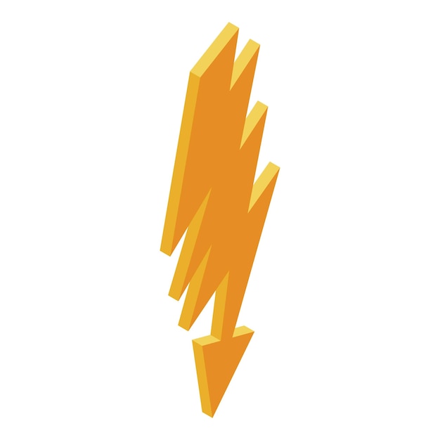 Yellow thunder flash icon Isometric of yellow thunder flash vector icon for web design isolated on white background