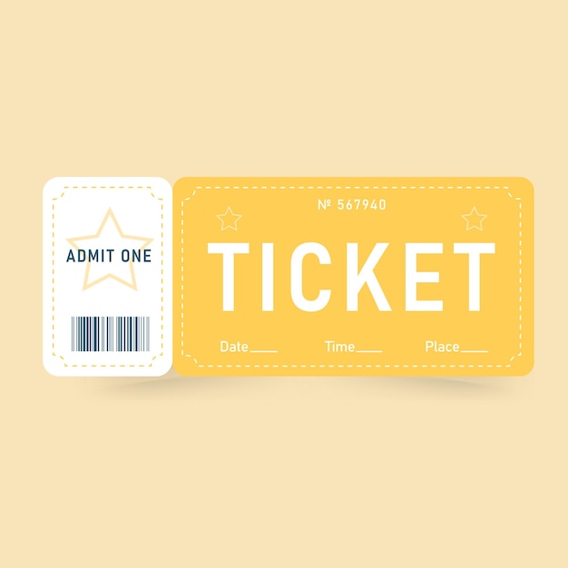 yellow ticket template ticket vector