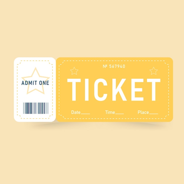 Vector yellow ticket template ticket vector