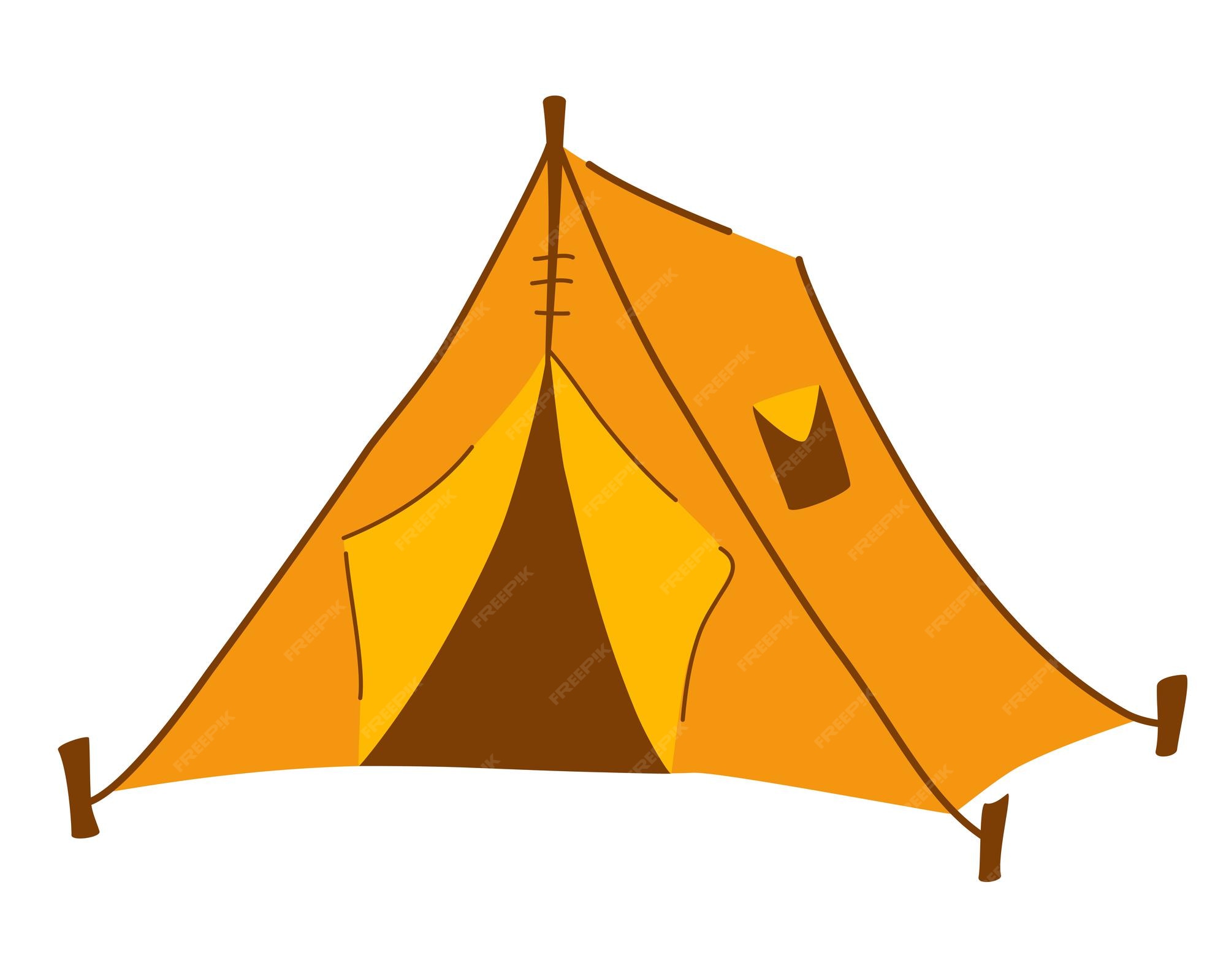 Premium Vector | Yellow tourist tent. tent camp travel tourism hiking  outdoor equipment. summer forest shelter dome freedom vacation. sports,  travel outdoor and forest recreation. vector cartoon illustration.