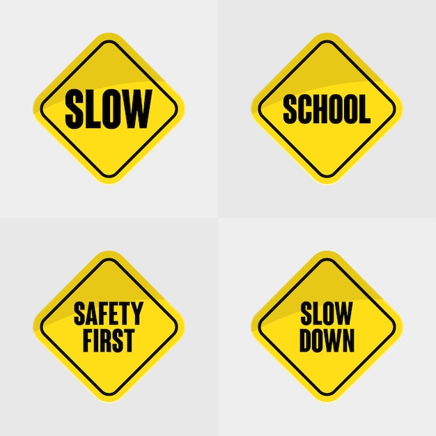 Yellow traffic signs eps vector