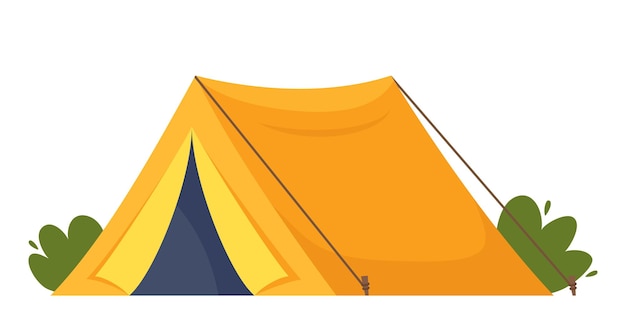 Yellow travel tent for summer camp adventure Outdoor equipment for sport and tourist activities