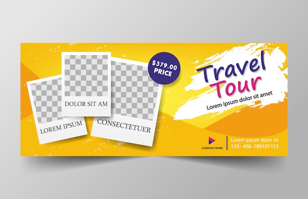 Vector yellow travel tour banner template