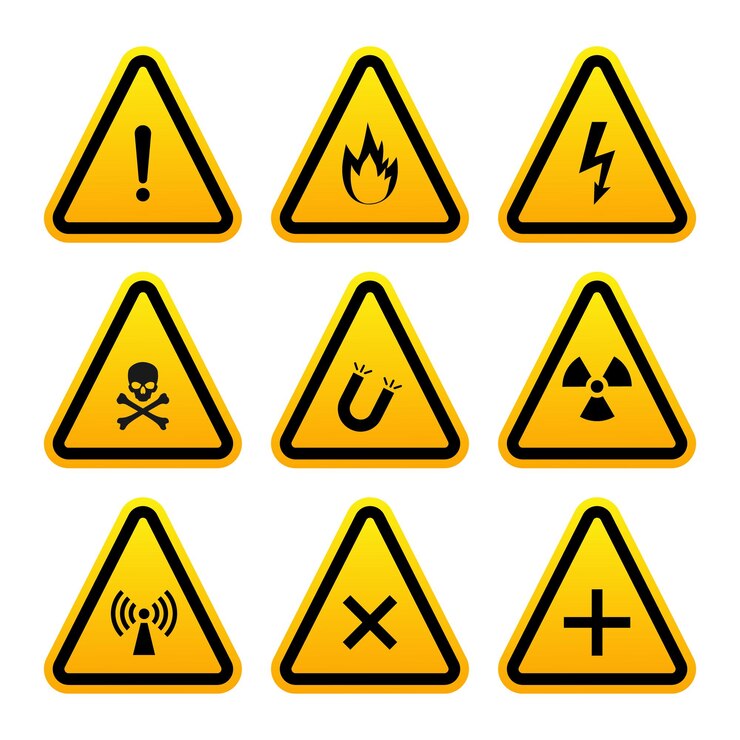 Vector a yellow triangle with a warning sign